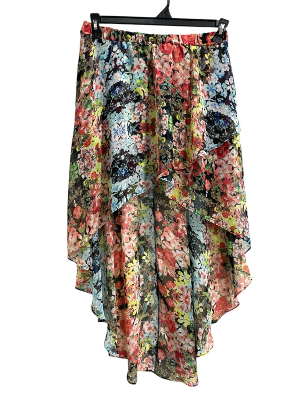 JOE BENBASSET Woman’s Floral High-Low Chiffon Skirt - Multi Floral SZ M